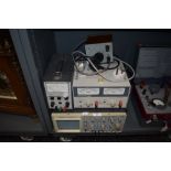 A selection of electrical test equipment including Farnell Oscilloscope DTV20 a 30v dc power