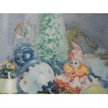 A watercolour, Arthur Bracken, Christmas Decorations, signed and attributed verso, 20 x 26cm, framed