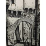 A print, after, Diaz, street scene, 39 x 26cm, framed and glazed