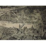An engraving after W L Wyllie and H W Brewer, Birds Eye View of London as seen from a Balloon