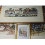Three Ltd Ed prints, after Les Harris, Wareham Quay Dorset, 20 x 50cm, numbered 17/300. Worsley