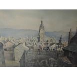 A watercolour, Neil Taylor, Kendal townscape from Fellside, signed and attributed verso, 34 x