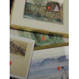 A pair of prints after W Russell Flint, cloisters, 23 x 33cm, framed and glazed, a similar print