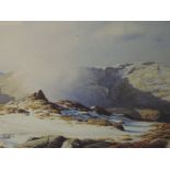 A watercolour, Geoffrey H Pooley, Butteremere Fell from Fleetwith November snow, signed and