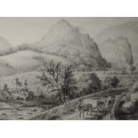 A pencil sketch, St John's Vale, Cumberland, attributed verso, 13 x 23cm, framed and glazed