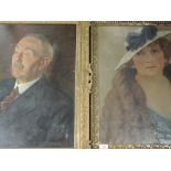 An oil painting, Gordon, portrait of a 1930's lady, signed, 57 x 52cm, framed, and an oil