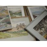 Four watercolours, T Jordan, Lakeland scenes, inc Brantwood Farm Coniston Hall, signed and dated