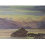 A pair of prints, after Neil J Barlow, Beinn Eighe and The Cuillin, 30 x 53cm, framed and glazed