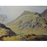 A watercolour, Geoffrey H Pooley, Side Pike Lagdale Pikes, from Lingmoor Fell, signed and attributed