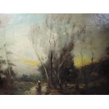 An oil painting on board, style of William Manners, copse, 17 x 22cm, framed
