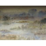 A pair of watercolours, rural landscapes, 34 x 24cm, indistinctly signed, framed and glazed, and a