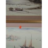Two prints, after J Y Chevais, A Village au bord de L'eau, 27 x 38cm, and A fond La Maison, 28 x