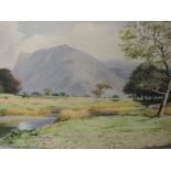 A watercolour, Geoffrey H Pooley, Fleetwith, Lakeland view, signed, 34 x 50cm, framed and glazed,