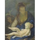 An oil painting, Madonna and child, 55 x 44cm, framed