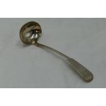 A Victorian Scottish provincial silver toddy ladle of fiddle back form bearing monogram GKR to