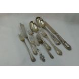 A small selection of HM silver and white metal flatware of assorted designs, approx 292g