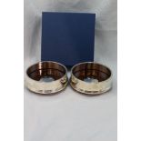 A pair of modern silver bottle coasters of plain form, Sheffield 2008/09, Carrs of Sheffield Ltd,