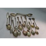 A selection of HM silver flatware of assorted forms including teaspoons, child's spoon and fork,