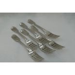 Five Georgian silver dessert forks of plain fiddle back form, London 1833,William Johnson, and a