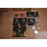A collection of UK London Olympic Games Coins including six 5 Pound Silver Proof Coins, six Cupro-