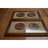 The Great Seals of Henry VIII & Elizabeth I, two each in good quality wooden glazed frames, part