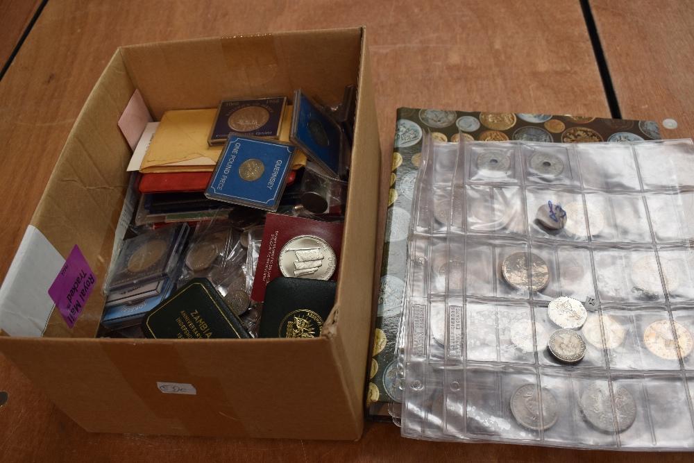 A large collection of GB and World Coins along with an empty Album