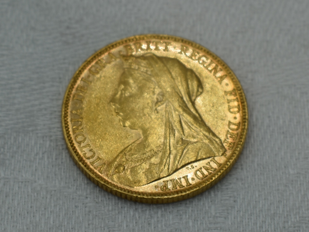 A 1897 Queen Victoria Gold Sovereign in case, Melbourne Mint mark - Image 2 of 2