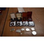 A collection of Silver Coins including UK, Canada, India etc along with Silver Medallions
