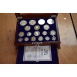 The House of Windsor Silver Coin Collection in display box by Danbury Mint with certificates, 18