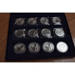 A collection of 12 GB 1oz Fine Silver Britannia 2 Pound Coins in tray, 2017 x4, 2016 x4 and 2019 x4