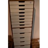 A Ikea 16 drawer unit, been used to store Coins
