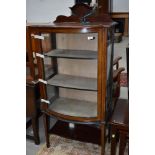 An Edwardian mahogany and inlaid display cabinet having convex glass door, width approx. 85cm