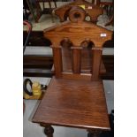 Two ecclesiastical pitch pine communion chairs