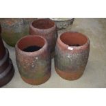 Three clay chimney pots