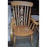 A traditional stripped rocking chair