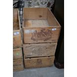 Three wooden wine crates