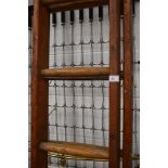 A set of vintage wooden extending ladders