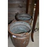 Two copper buckets