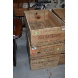 Three wooden wine crates