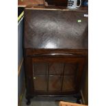 A vintage stained frame bureau with bookcase under