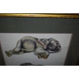 A vintage print in gilt frame, elephants