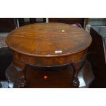 A low centre table with ball and claw feet hardwood mahogany frame with exotic veneer top 32 cm tall