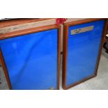 A pair of glazed wall display/noticeboards, each approx 83 x 53cm