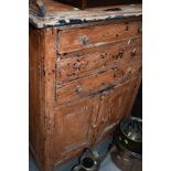 A distressed side cabinet, approx dimensions W80cm D42cm H112cm