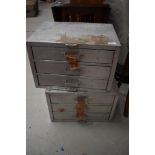 A pair of vintage aluminium parts drawers, each approx. 46 x 33 x 32cm