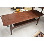 A dark stained G plan coffee table, approx 116 x 39cm