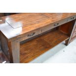 A modern hardwood console or buffet table, be a good base for a modern widescreen TV, dimensions