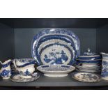 A Selection of vintage blue and white plates, platters, jugs and bowls and more among which are