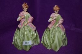 Two figures by Royal Worcester both titled first dance