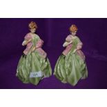 Two figures by Royal Worcester both titled first dance